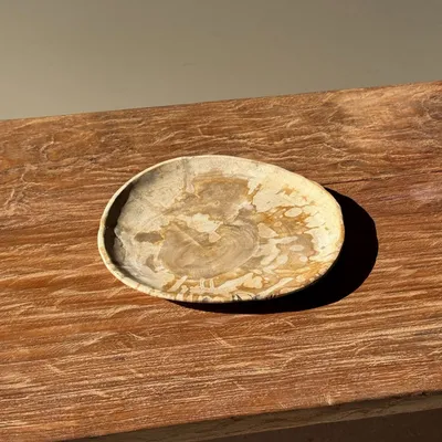Assiettes de réception - Petit vide poche ou plat en bois pétrifié beige moucheté D20 -3309 - OFFICE OBJETS