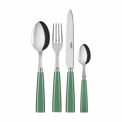 Ménagères - Set de 4 couverts de table - Icône, Vert jardin - SABRE PARIS