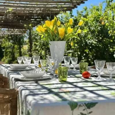 Table linen - TOMATO 'VERTE' Linen Tablecloths & Napkins - SUMMERILL AND BISHOP