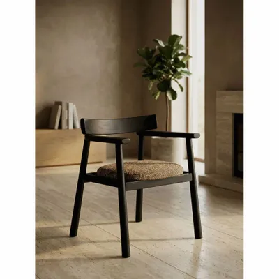 Chairs - Chaise CANVA noir & tissu marron - EMPREINTE DU TEMPS