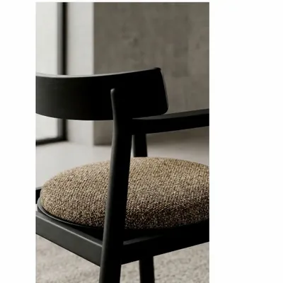 Chairs - Chaise CANVA noir & tissu marron - EMPREINTE DU TEMPS