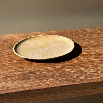 Formal plates - Small empty pouch or dish in plain beige oval petrified wood D24-19 -3 - OFFICE OBJETS
