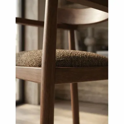 Chairs - Chaise CANVA teinte noyer & tissu marron - EMPREINTE DU TEMPS