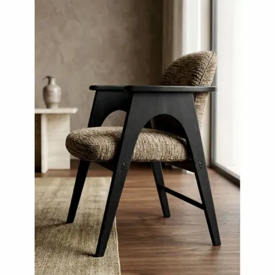 Chairs - Chaise BOWIE noir & tissu marron - EMPREINTE DU TEMPS