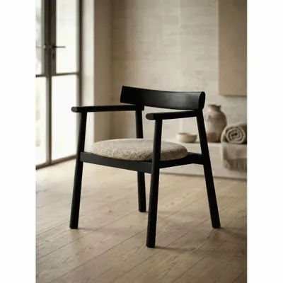 Chairs - Chaise CANVA noir & tissu crème - EMPREINTE DU TEMPS