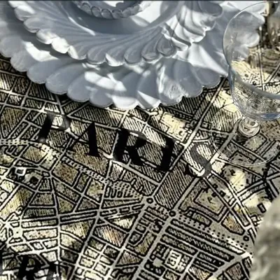 Table linen - PARIS MAP Linen Tablecloths & Napkins - SUMMERILL AND BISHOP