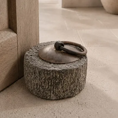 Unique pieces - Stone Door Stopper with iron ring Handle - ARTISAN BY MF