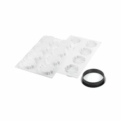 Kitchen utensils - KIT TARTE RING HONORE ø80 MM - SET SILICONE MOULD + 8 RINGS - SILIKOMART S.R.L.