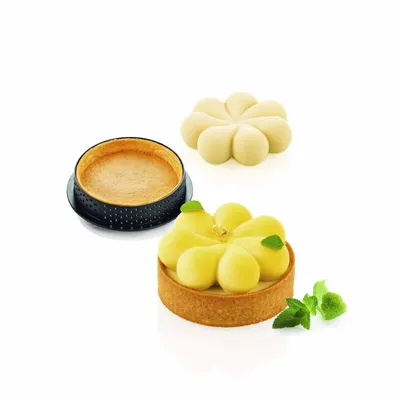 Kitchen utensils - KIT TARTE RING BLOSSOM Ø70 MM - SET SILICONE MOULD Ø67 H 20 MM + 8 RINGS - SILIKOMART S.R.L.