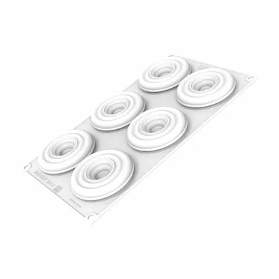 Kitchen utensils - KIT 3D TARTE RING TORNADO ø80 MM - SET SILICONE MOULD N.6 ø76 H 16 MM + 6 RINGS - SILIKOMART S.R.L.