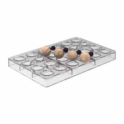 Kitchen utensils - SEMISFERA01 & CHOCO STAMP A - CH013 TRITAN MOULD N.24 Ø31 H 16 MM + 4 STAMPS HAN - SILIKOMART S.R.L.