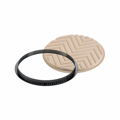 Kitchen utensils - KIT TARTE GRAFIQUE - SET RING + SILICONE DECORATIVE MAT ø250 MM - SILIKOMART S.R.L.