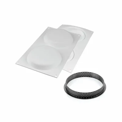 Kitchen utensils - KIT TARTE RING ROUND ø120 - SET 2 SILICONE MOULD ø105 MM + 4 RINGS - SILIKOMART S.R.L.