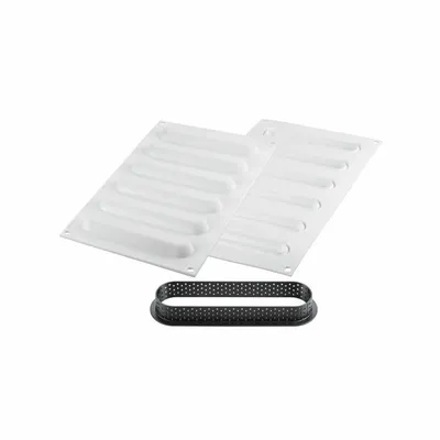 Kitchen utensils - KIT TARTE RING OBLONG 146X34 MM - SET SILICONE MOULD 133X21 + 6 RINGS - SILIKOMART S.R.L.