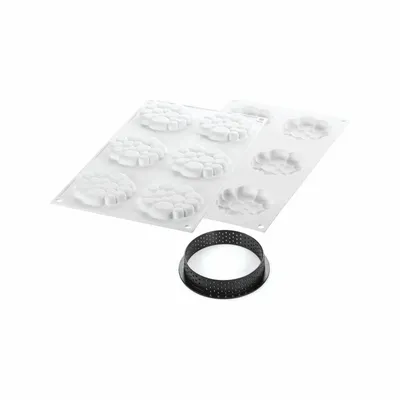Ustensiles de cuisine - KIT TARTE ANNEAU PARADIS ø80 MM - SET MOULE EN SILICONE ø70 MM + 6 ANNEAUX - SILIKOMART S.R.L.