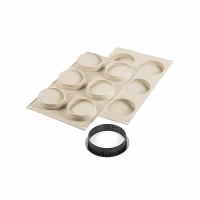 Kitchen utensils - KIT MINI TARTE GLAM - SILICONE MOULD + 6 RINGS ø80 MM - SILIKOMART S.R.L.