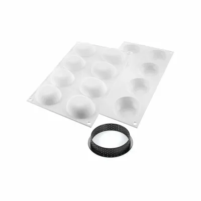 Kitchen utensils - KIT TARTE RING PALET ø70 MM - SET SILICONE MOULD ø64 MM + 8 RINGS - SILIKOMART S.R.L.