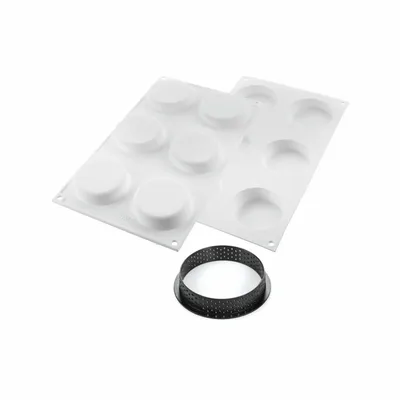 Kitchen utensils - KIT TARTE RING KLASSIK ø70 MM - SET SILICONE MOULD ø67 H 15 MM + 6 RINGS - SILIKOMART S.R.L.