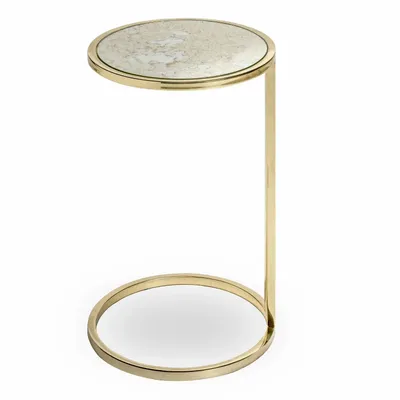 Tables for hotels - Julia Round Side Table, Antique mirror top, Polished Brass legs - DUISTT
