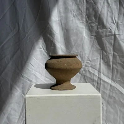 Vases - Small Indonesian Brutalist Pedestal Jar H13 D15 - OFFICE OBJETS