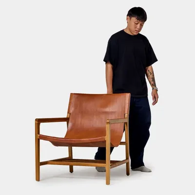 Armchairs - Hadi armchair - brown leather - DESIGN TRIP