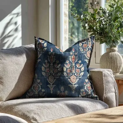 Comforters and pillows - Linen cushion - hand block print - NORAVILLA