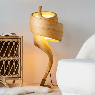 Table lamps - TULIPE – Table lamp in bamboo and bronze feet - HYDILE
