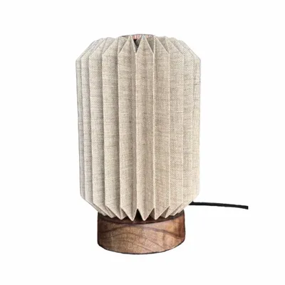 Lampes à poser - ERIS - Petite lampe à poser en lin et bois de manguier - HYDILE