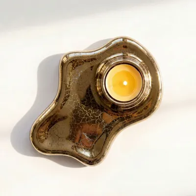 Candlesticks and candle holders - ALCHEMY Tealight Holder - Ash Gold - BIBAH