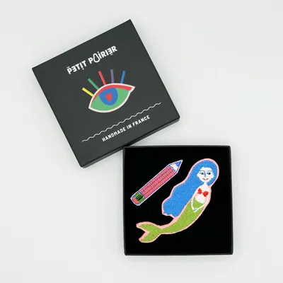 Cadeaux - Barrettes brodées Duo Sirène + Crayon - PETIT POIRIER