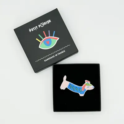 Cadeaux - Barrette brodée Teckel - PETIT POIRIER