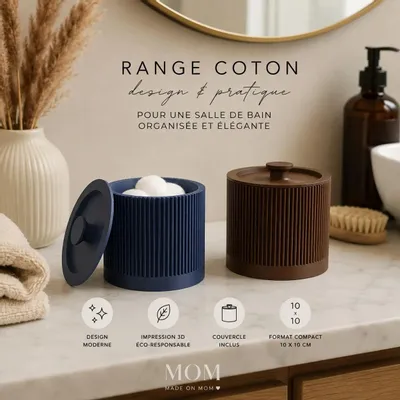 Bathroom storage - Designer cotton tray with lid — 3D printing Made in France - CRÉA-TH