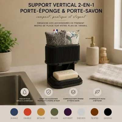 Kitchens furniture - Vertical Sponge & Soap Dish Stand - Compact Organizer - CRÉA-TH