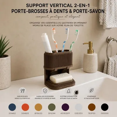 Installation accessories - Support vertical salle de bain 2-en-1 - CRÉA-TH