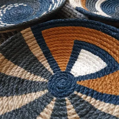 Other wall decoration - Ocean Breeze: 6-Piece Handmade Wicker Wall Plate Set - SARMAL DESIGN