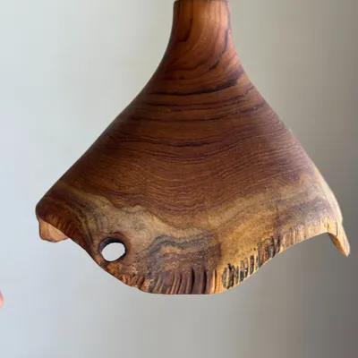 Hanging lights - Small organic teak suspension hat D30 H20 - OFFICE OBJETS