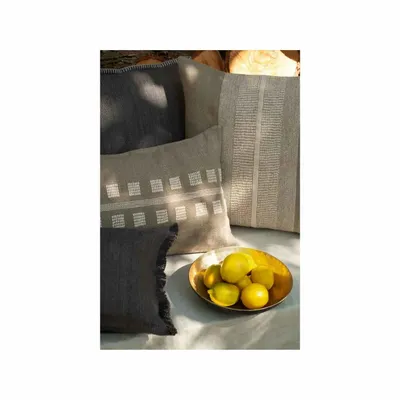 Fabric cushions - NO-MAD Rekh & Chakhon Cushion Covers in Cotton Jute with Rice-Stitch E - NO-MAD