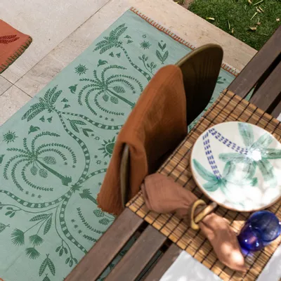 Tapis design - Handprinted Cotton Flatwoven Kilim Rugs - KILIIM