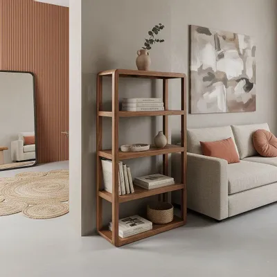 Bookshelves - Bullnose rack 5-shelves - RAW MATERIALS