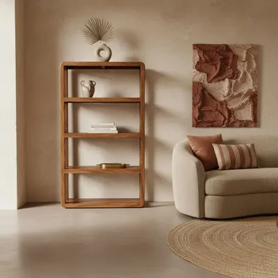 Bookshelves - Bullnose rack 5-shelves - RAW MATERIALS