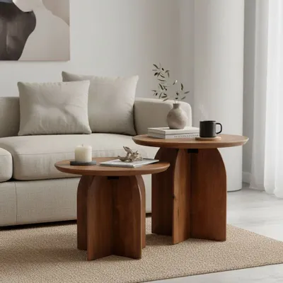 Coffee tables - Bullnose side tables - dark brown - RAW MATERIALS