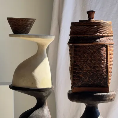 Vases - Grand panier de pêcheur vannerie indonésienne à couvercle H65 D33 - OFFICE OBJETS