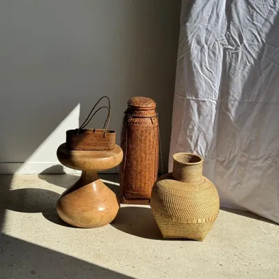 Vases - Large traditional Balinese basket with cords H70 D26 - OFFICE OBJETS