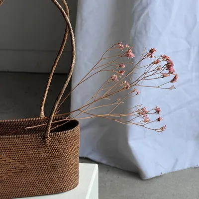 Objets de décoration - Petit panier ovale à longues anses traditionnel indonésien L28xH10 - OFFICE OBJETS