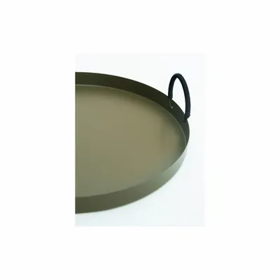 Trays - NO-MAD Thali Decorative Tray in PU Coated Stainless Steel and Cotton C - NO-MAD