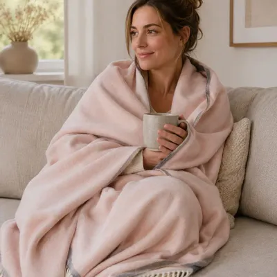 Throw blankets - Soft Cashmere & Merino wool throw blanket MILANO Rosa Orlo - MOST-BLANKETS