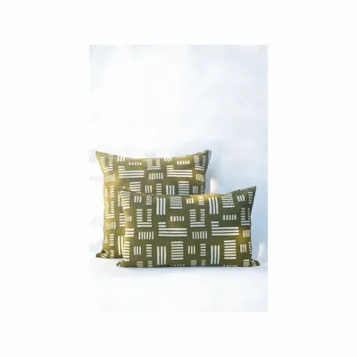 Fabric cushions - NO-MAD Anvaya Cushion Cover in Cotton Linen with Screen Print and Embr - NO-MAD