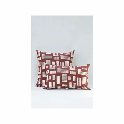 Fabric cushions - NO-MAD Anvaya Cushion Cover in Cotton Linen with Screen Print and Embr - NO-MAD