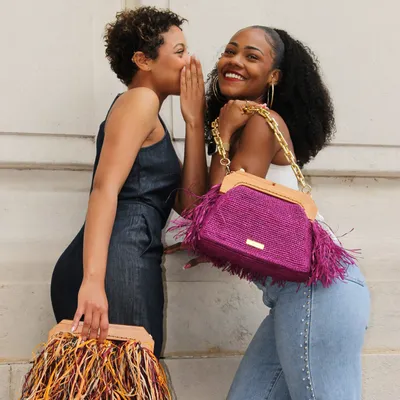Sacs et cabas - Sac raphia à franges KIKI (Bordeaux) - KLEO