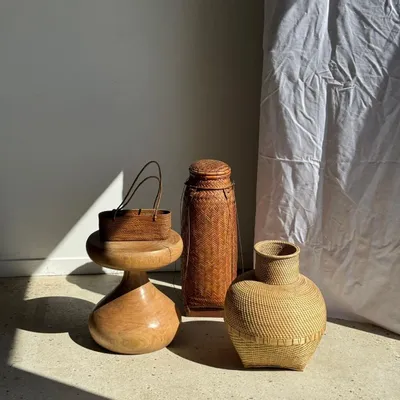 Vases - Panier jarre en vannerie traditionnelle indonésienne H48 D40 - OFFICE OBJETS